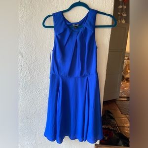 Express Royal Blue A-Line Sleeveless Dress Women's 6 Small Pintuck Swing 40s